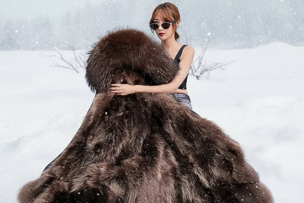 Beautiful and Gracious  Removable  Hooded  Fur Parka