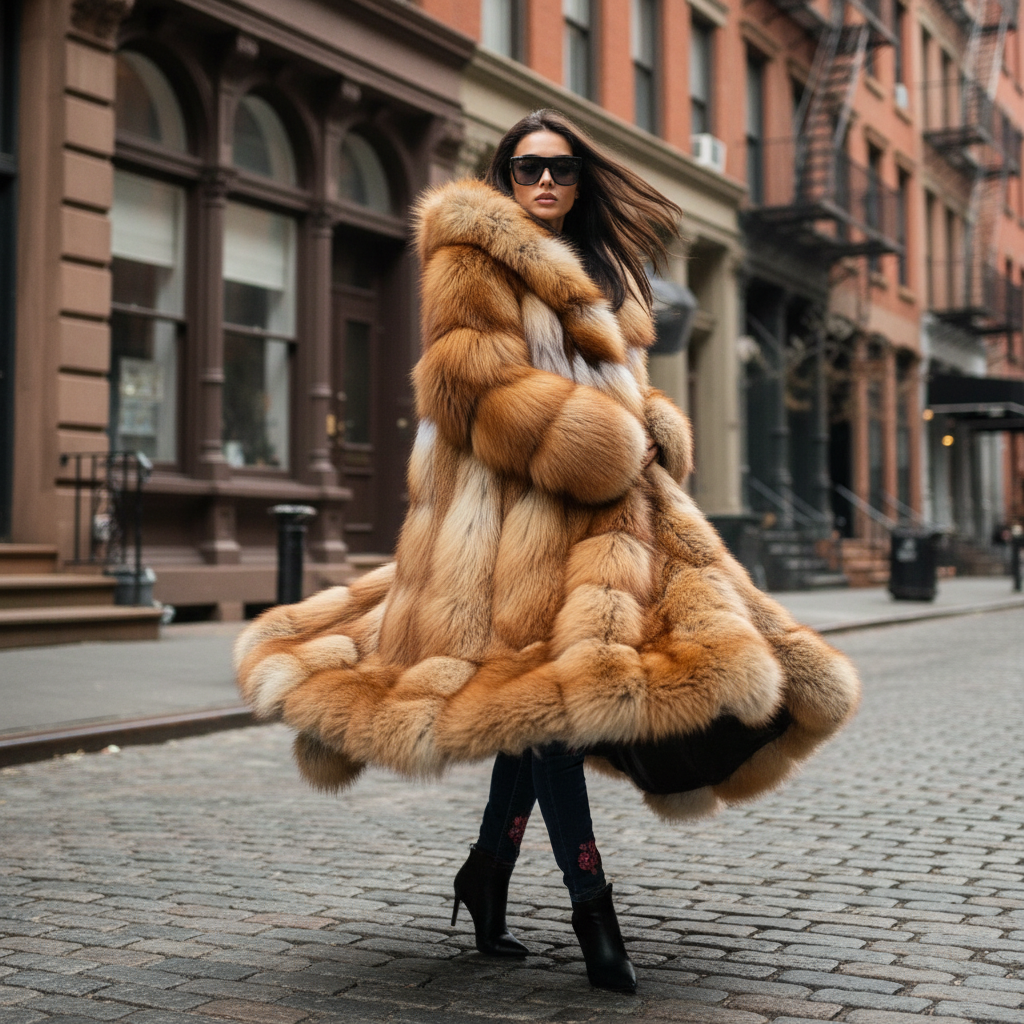 Faux Fox Fur Editorial NYC - Twirling