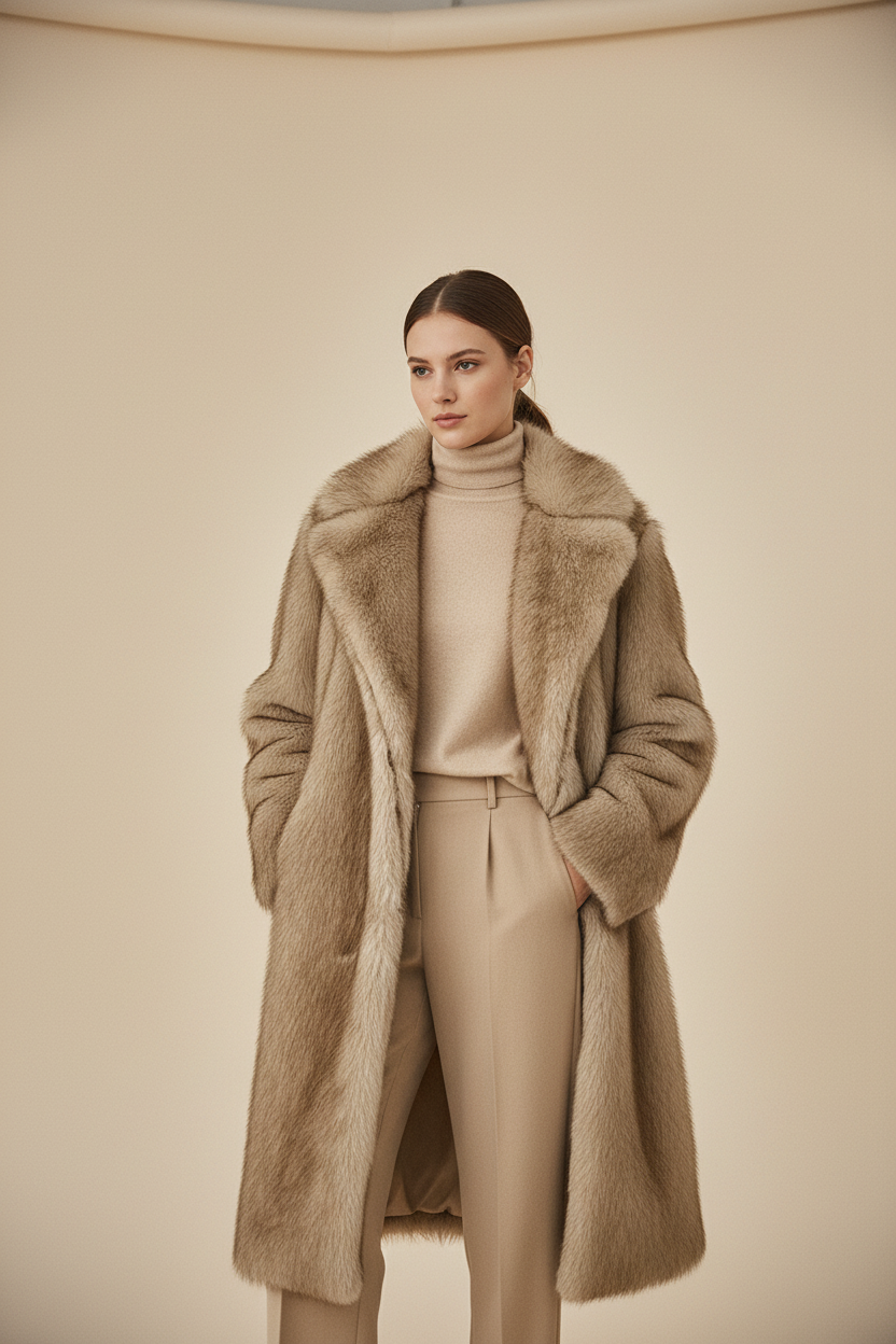 Snowday Fur Light Beige Photo Shoot